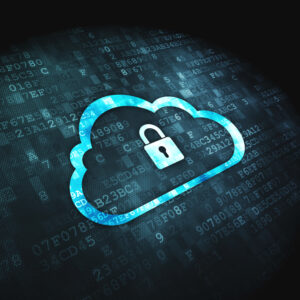 Networking Concept: Cloud Whis Padlock On Digital Background